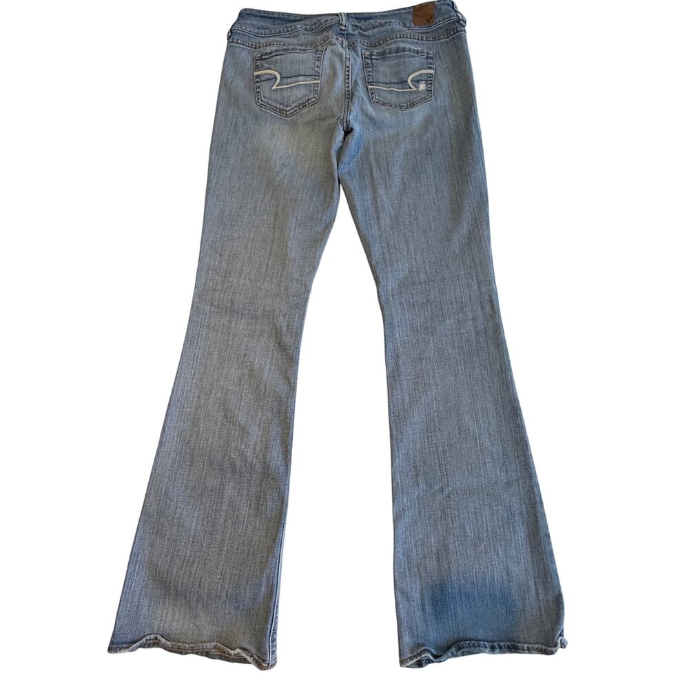 American Eagle Artist Distressed Denim Jeans Low Rise Size 10 Long Very Loved - Picture 2 of 10